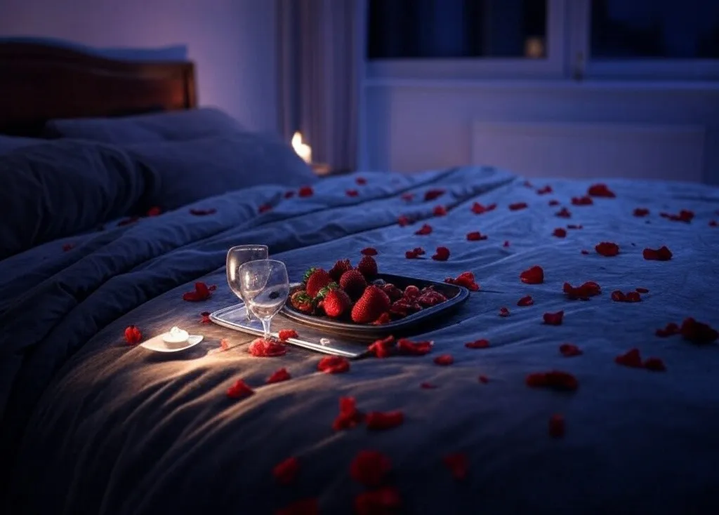 The setting for a passionate night at home
